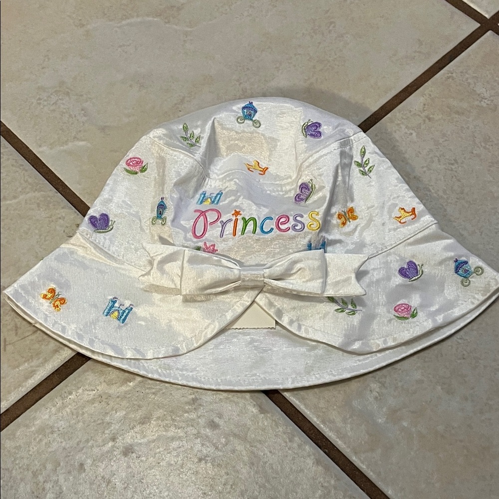 Embroidered Princess Infant Hat - White
